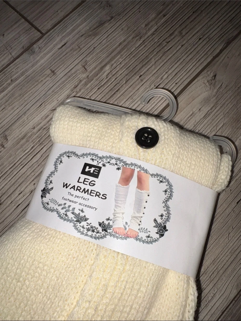 NWT Leg Warmers with Button Detail and lace - Cream and Black